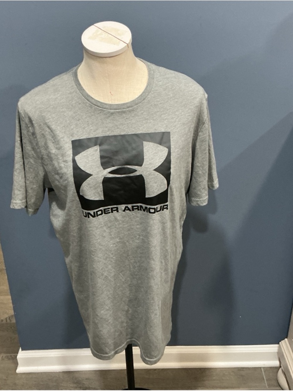 Under Armour Grey Short-Sleeve Logo Tee with Black Print